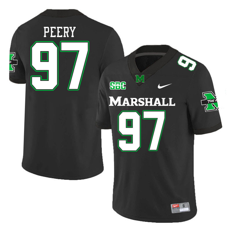 Men #97 Marco Peery Marshall Thundering Herd SBC Conference College Football Jerseys Stitched-Black